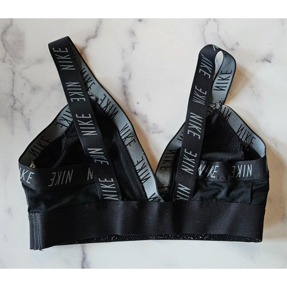 Nike Dri-Fit Women Indy Logo Strap Sports Bra XS Black Breathable Stretch Active - Picture 4 of 9